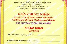 Chứng nhận vệ sinh an toàn thực phẩm tiếng Anh là gì?