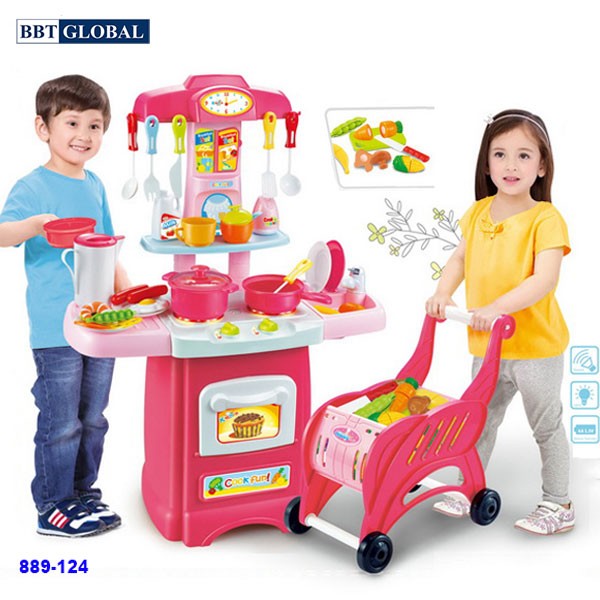 Đồ chơi nấu ăn cao cấp có xe đẩy siêu thị 889-124