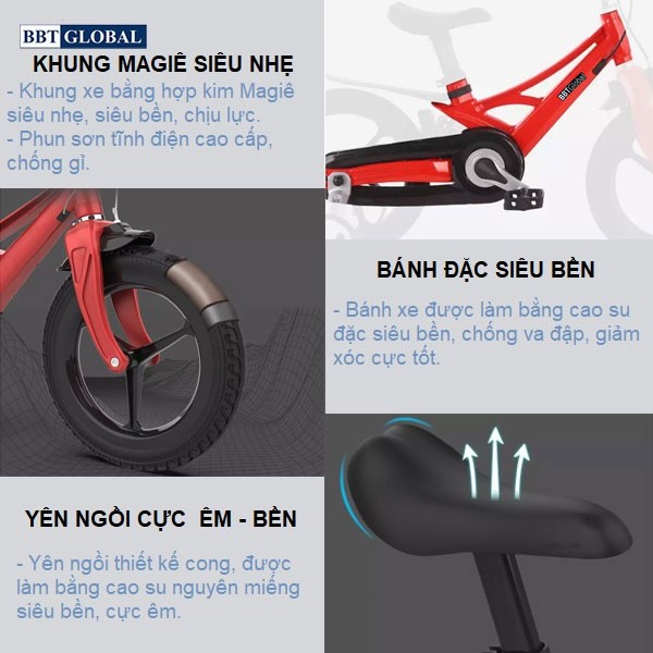 Xe đạp trẻ em BBT Global khung siêu nhẹ size 14 inch BB66-14