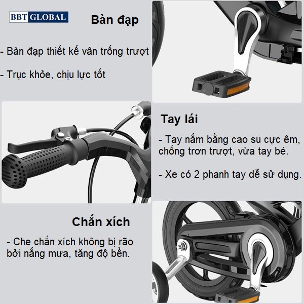 Xe đạp trẻ em BBT Global khung siêu nhẹ size 14 inch BB66-14