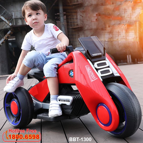Xe máy điện trẻ em kiểu dáng thể thao màu đỏ BBT-1300D