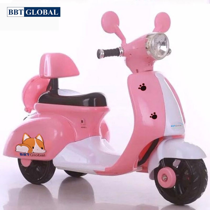 Xe máy điện trẻ em chú chó Puppy màu hồng BBT-689H