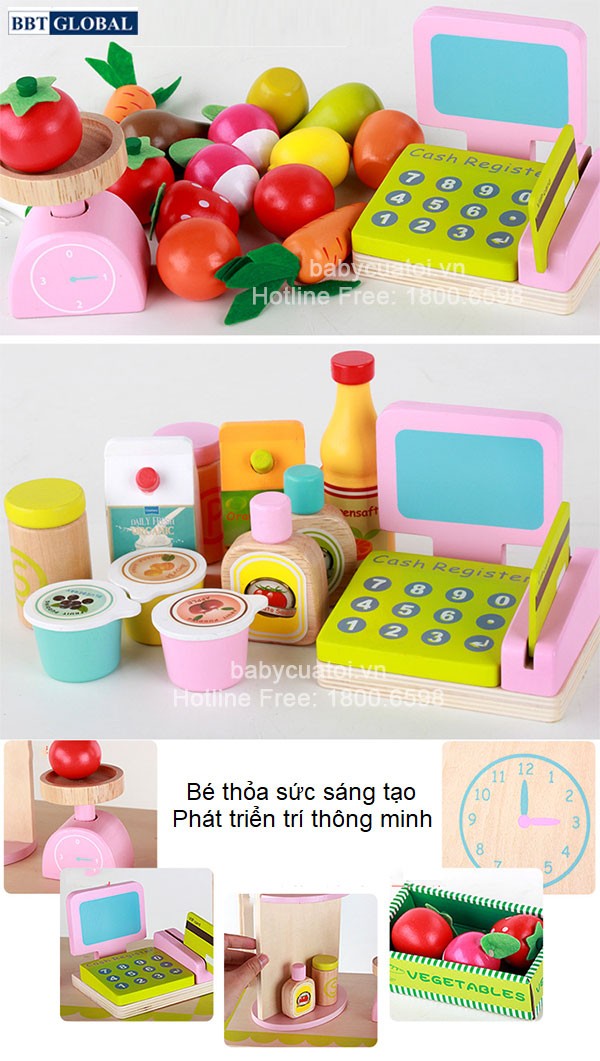 Đồ chơi quầy bán hàng siêu thị gỗ MSN15033