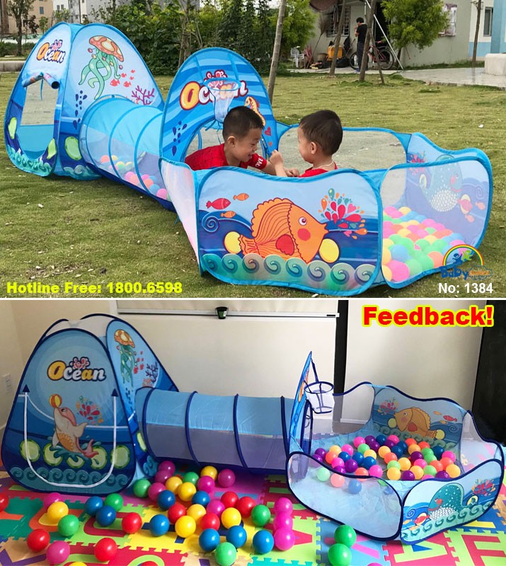 Nhà bóng chui ống 3 khoang đại dương xanh 1384