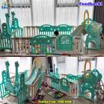 Bể bóng kèm cầu trượt xích đu BBT Global màu xanh BSL303