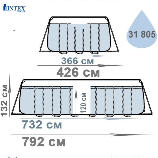 Hồ bơi lắp ráp chịu lực 7m32 có máy lọc INTEX 26364