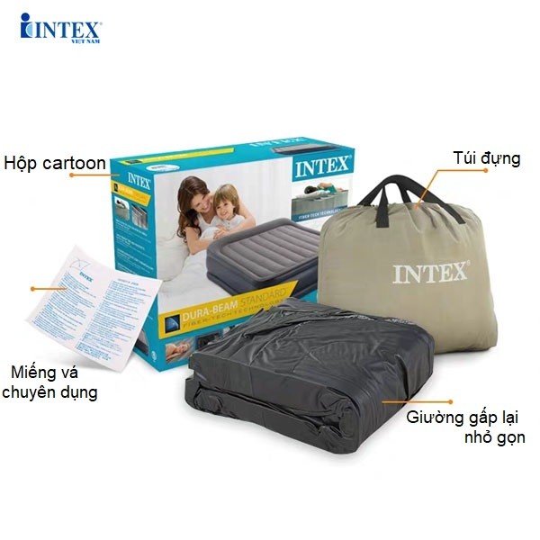 Giường hơi đôi tự phồng cao cấp Intex 64136