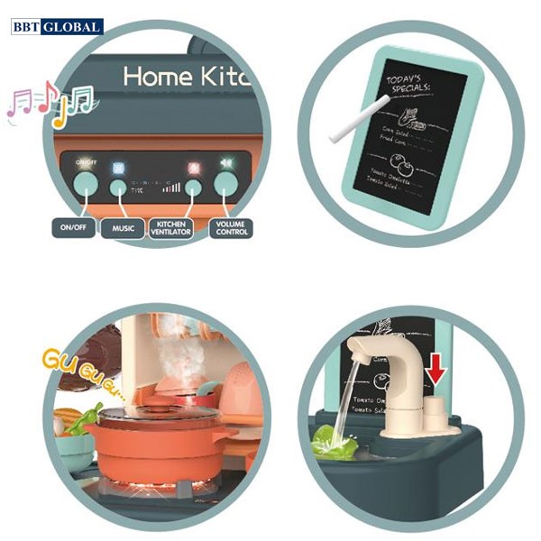 Đồ chơi nấu ăn cho bé 72cm 43 chi tiết xanh 889-179