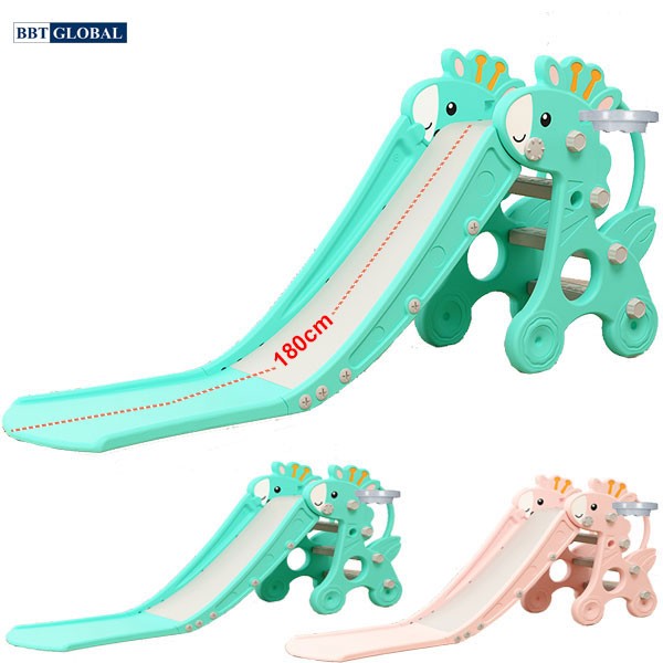 Cầu trượt chú hươu máng dài 1m8 có ném bóng rổ BSL302