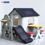 Nhà nhựa cầu trượt Hàn Quốc ghi xám có bàn ghế AN777G