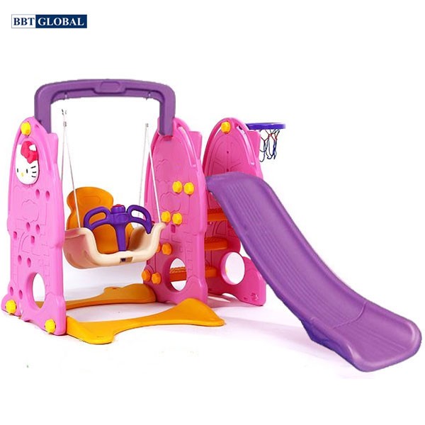 Cầu trượt cho bé có xích đu Hello Kitty ZK1009