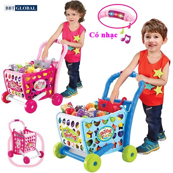 Bộ đồ chơi xe đẩy siêu thị có nhạc cao cấp 008-902