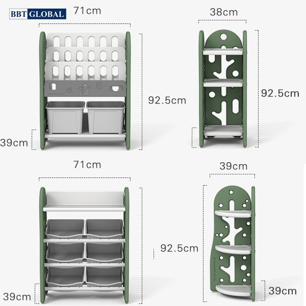 Giá kệ để đồ chơi và đồ dùng cho bé BBT Global xanh lá SH9604
