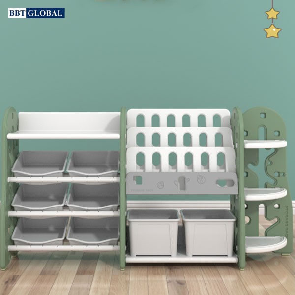 Giá kệ để đồ chơi và đồ dùng cho bé BBT Global xanh lá SH9604