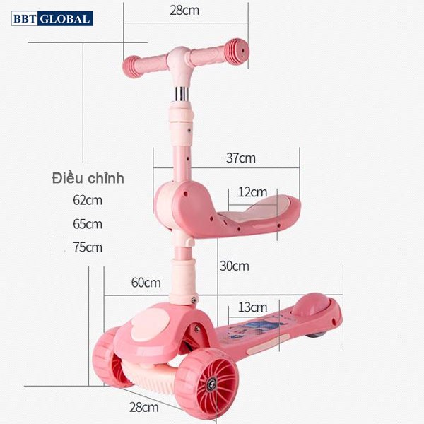 Xe trượt Scooter BBT Global 2 trong 1 có đèn và nhạc SK1306N