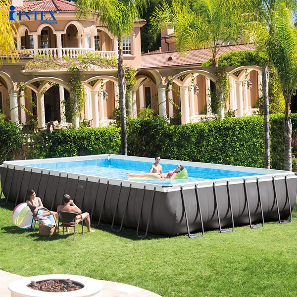 Bể bơi khung kim loại siêu cao cấp DELUXE 9m75 máy lọc điện phân INTEX 26378
