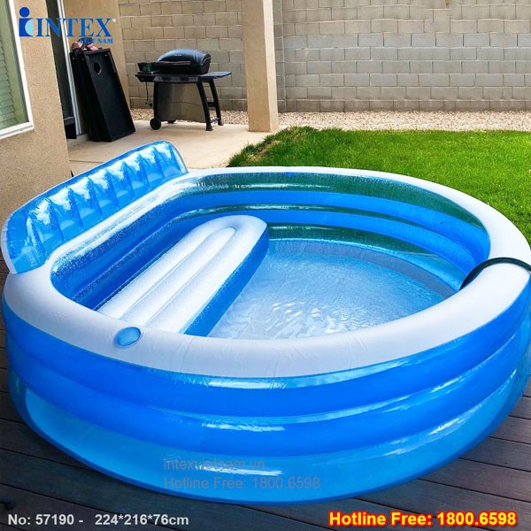 Bể bơi phao gia đình có ghế ngồi tròn xanh intex 57190 (224*216cm)