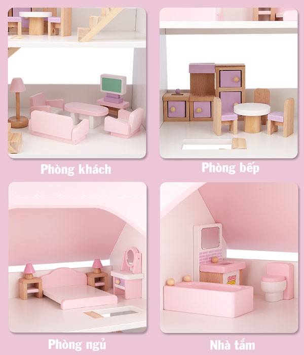 Đồ chơi ngôi nhà búp bê bằng gỗ cao cấp MSN19004