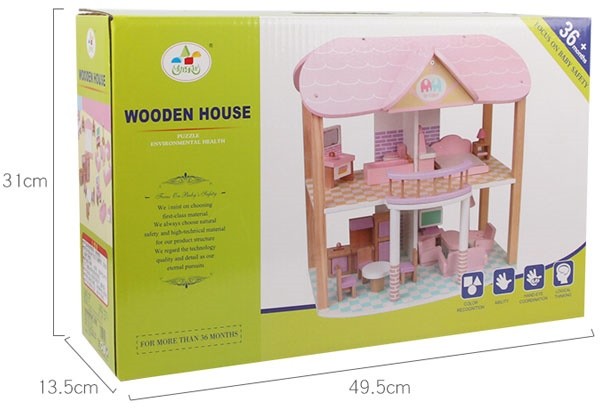 Ngôi nhà búp bê cho bé bằng gỗ MSN19029 | Vỏ hộp