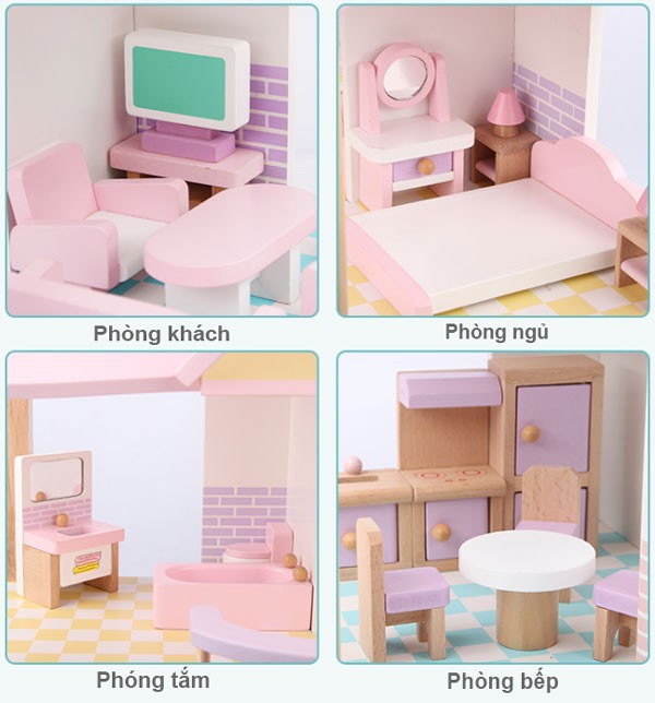 Đồ chơi ngôi nhà búp bê bằng gỗ cao cấp MSN19029