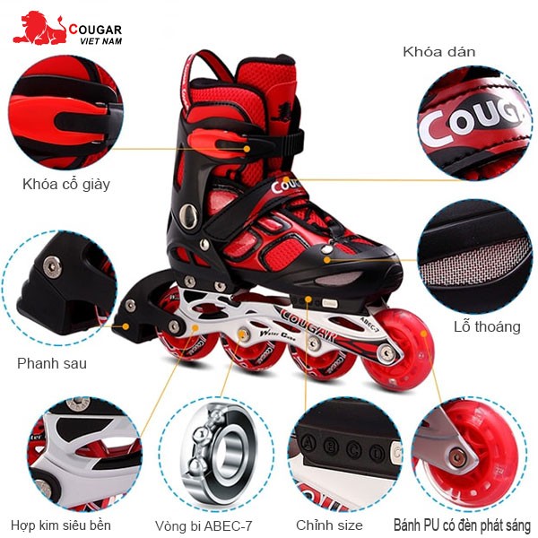 Giầy trượt Patin Cougar 1 bánh phát sáng 835LSG