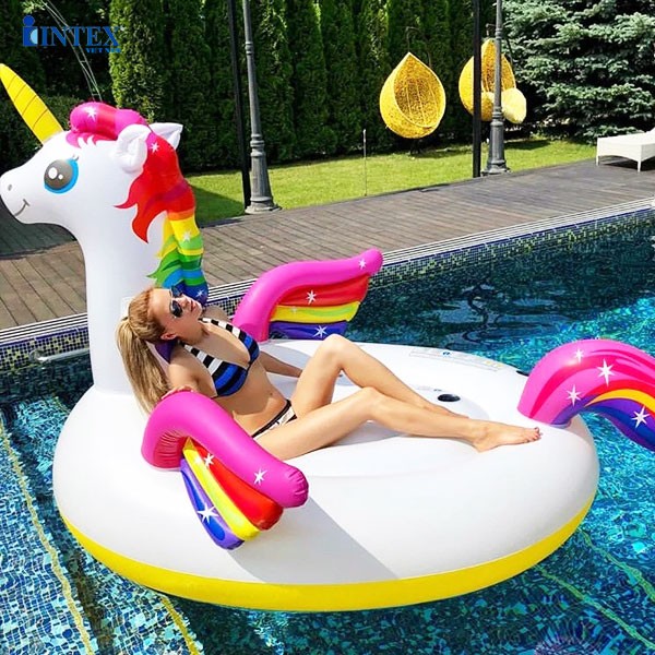 Phao bơi ngựa thần khổng lồ sắc màu INTEX 57281