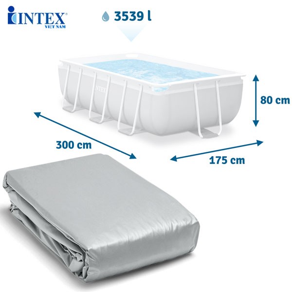 Vỏ bể kim loại chữ nhật 3m*1.75m*0.8m INTEX 12216