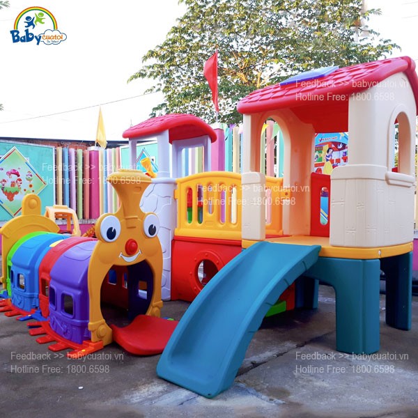 Nhà chơi cầu trượt 2 khoang cho bé ZK1056