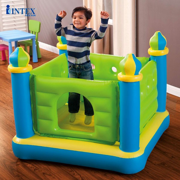 Nhà nhún lâu đài xanh cho bé INTEX 48257