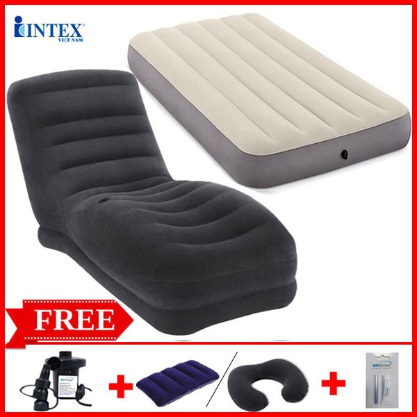 Combo ghế hơi INTEX 68595 và đệm đơn 99cm (đủ màu)