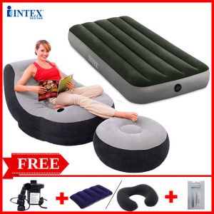Combo ghế hơi INTEX 68564 và đệm đơn 76cm (đủ màu)