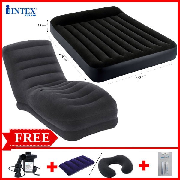 Combo ghế hơi INTEX 68595 và đệm đôi 1m52