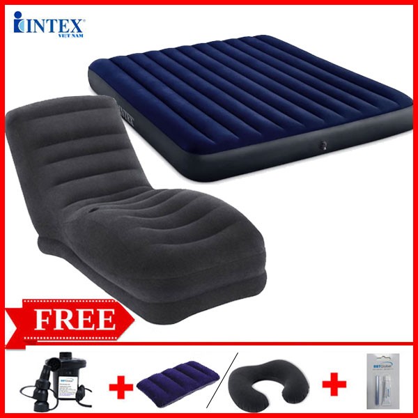 Combo ghế hơi INTEX 68595 và đệm đôi 1m83