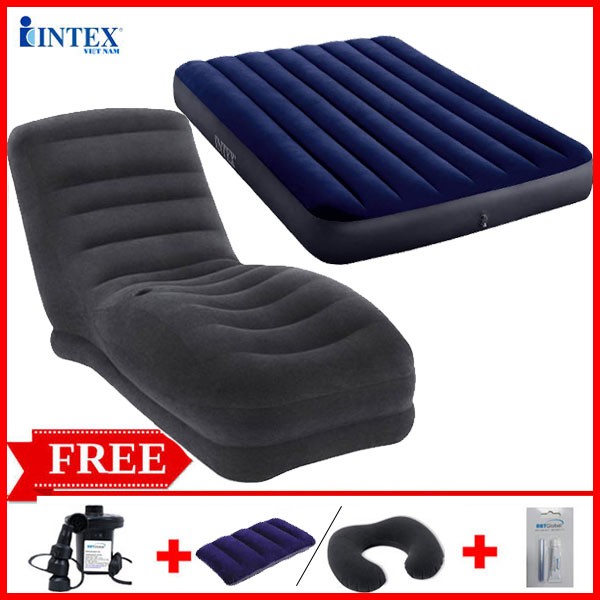 Combo ghế hơi INTEX 68595 và đệm đôi 1m37