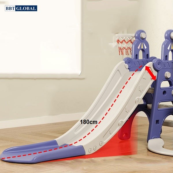 Cầu trượt lâu đài máng dài 1m8 có ném bóng rổ BSL302B