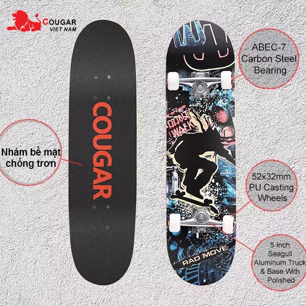 Ván trượt 9 lớp COUGAR kèm túi đeo vai và bộ dụng cụ MH3108