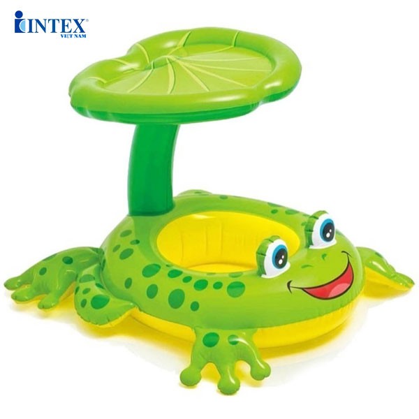 Phao bơi INTEX xỏ chân mái che hình ếch xanh 56584