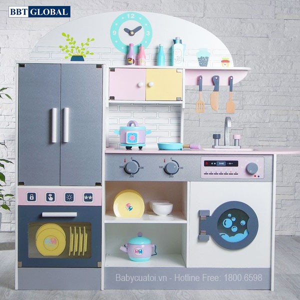 Bộ đồ chơi nấu ăn gỗ cao cấp Cỡ Đại nhiều chức năng MSN19033