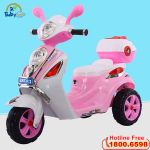 Xe máy điện trẻ em Vespa mẫu mới màu hồng BBT-913H