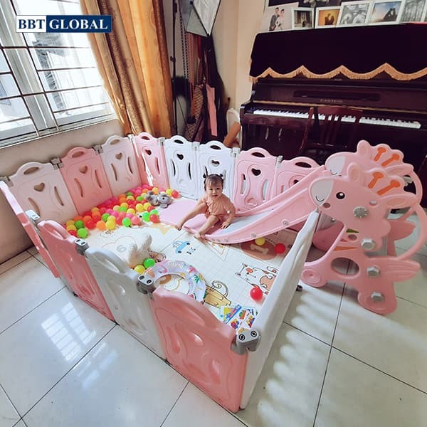 Cầu trượt chú hươu máng dài 1m8 có ném bóng rổ BSL302