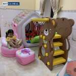 Cầu trượt Hàn Quốc gấu có ném bóng rổ CHD160