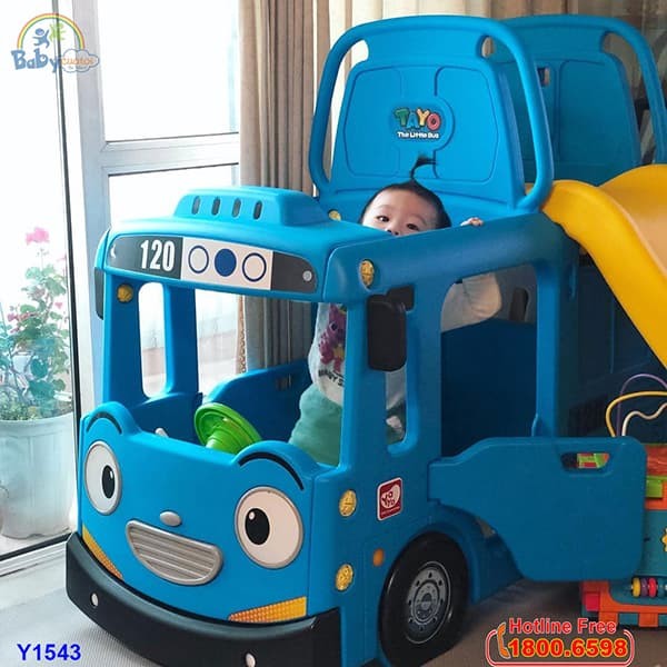 Cầu trượt bể bóng Hàn Quốc xe Bus Tayo 3 trong 1 Y1543