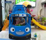 Cầu trượt bể bóng Hàn Quốc xe Bus Tayo 3 trong 1 Y1543