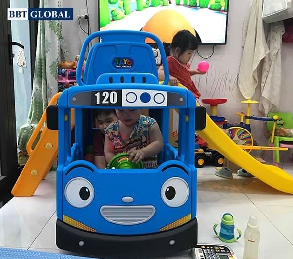 Cầu trượt bể bóng Hàn Quốc xe Bus Tayo 3 trong 1 Y1543