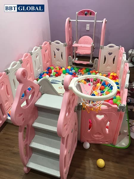 Combo quây bóng cầu trượt xích đu cho bé BSL306