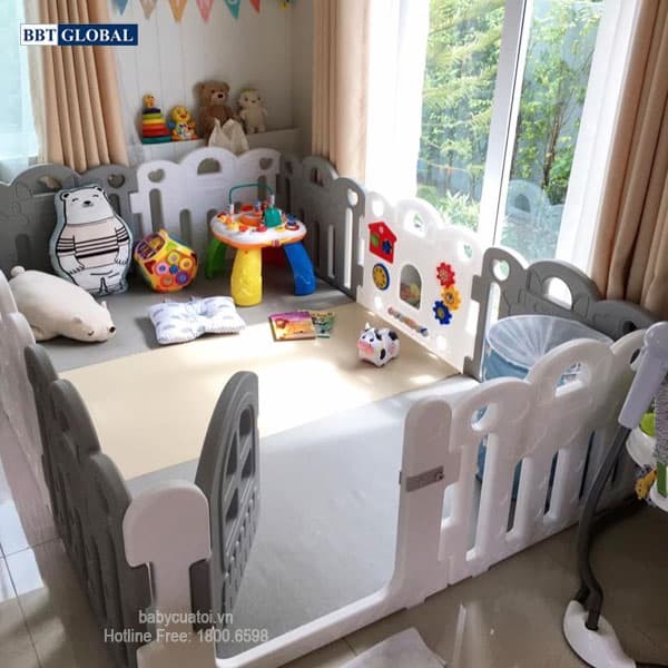 Quây cũi 8 cạnh Hàn Quốc nhập khẩu có đồ chơi HNP737-8 cạnh
