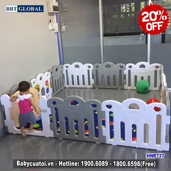 Quây cũi 8 cạnh Hàn Quốc nhập khẩu có đồ chơi HNP737-8 cạnh