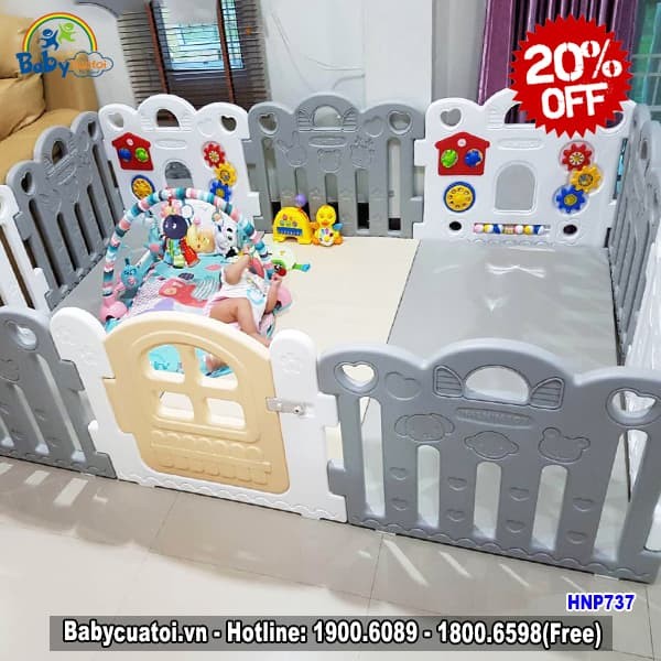 Quây cũi 8 cạnh Hàn Quốc nhập khẩu có đồ chơi HNP737-8 cạnh