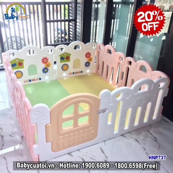 Quây cũi 8 cạnh Hàn Quốc nhập khẩu có đồ chơi HNP737-8 cạnh
