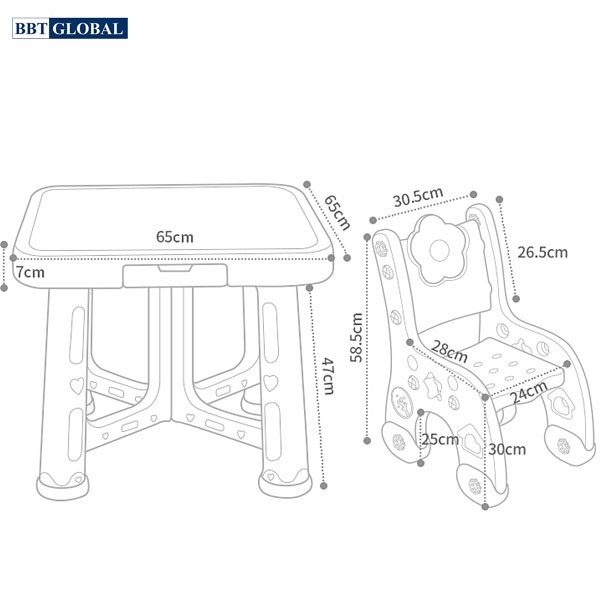 Bàn ghế style Hàn Quốc BBT GLOBAL cao cấp màu xanh BB101-X